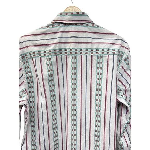 Robert Grahm Striped Multicolor Button Down with Contrasting Cuffs - Picture 9 of 10